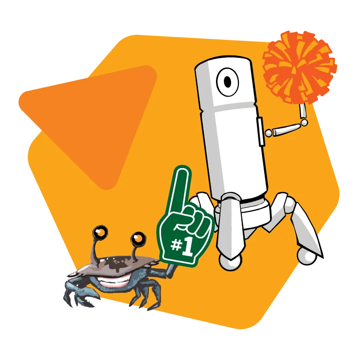 Reflex and Frax characters cheering