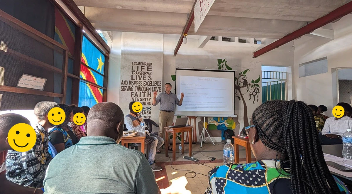 Jesse hosting a teacher training session with Gizmos at FATEB