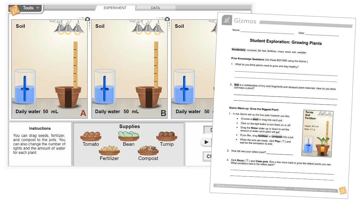 Students use the Student Exploration Sheet as they progress through a Gizmo.