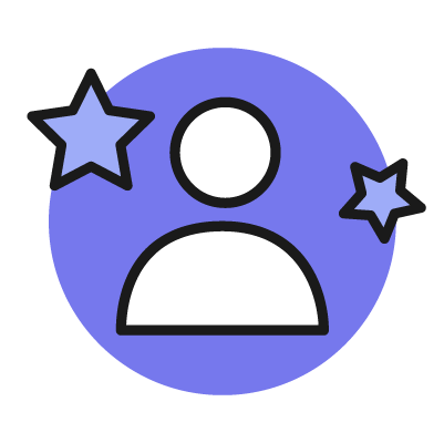 Illustration of a character within a circle with stars