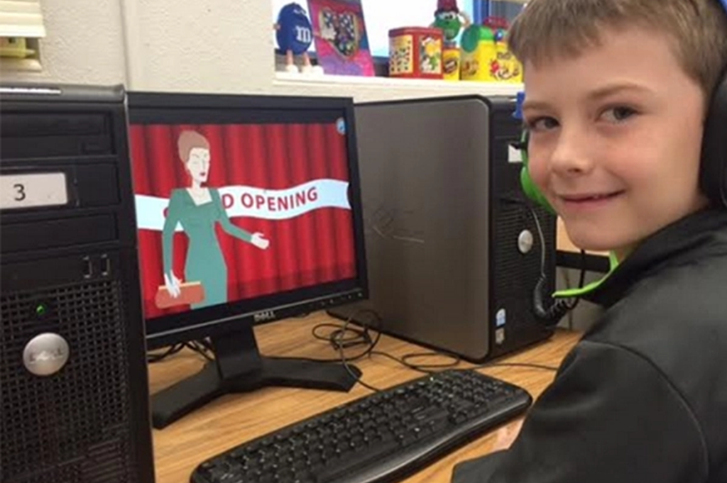 Student working on desktop computer