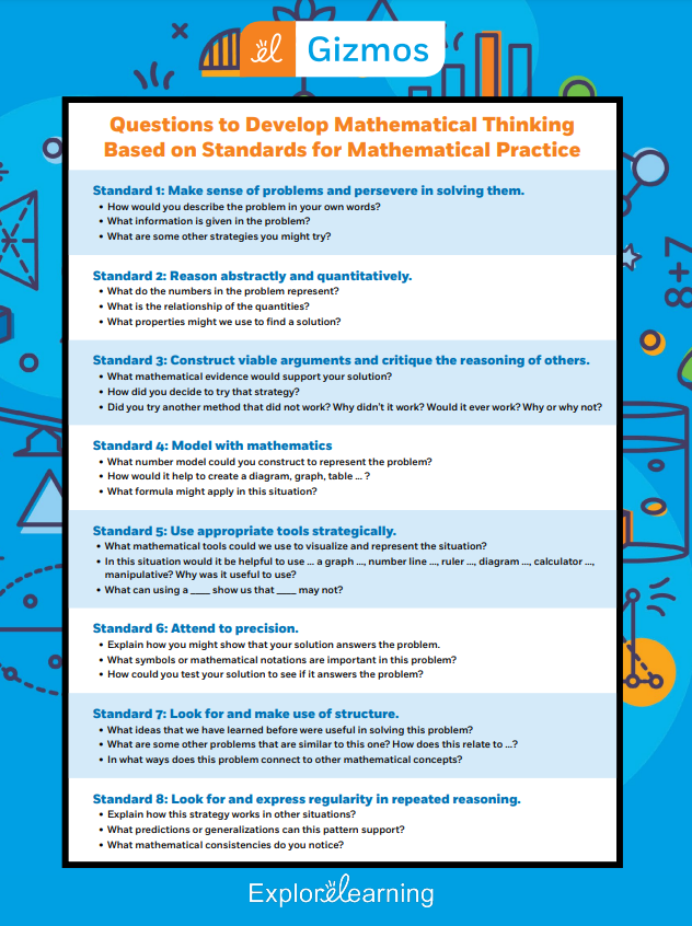 Questions for Mathematical Thinking printable